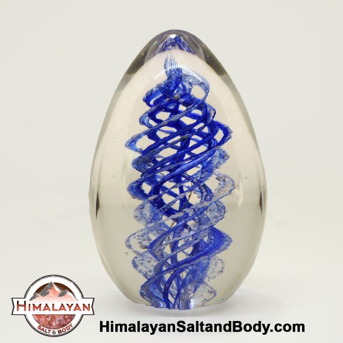 Blue Swirl Hand-blown Crystal Art